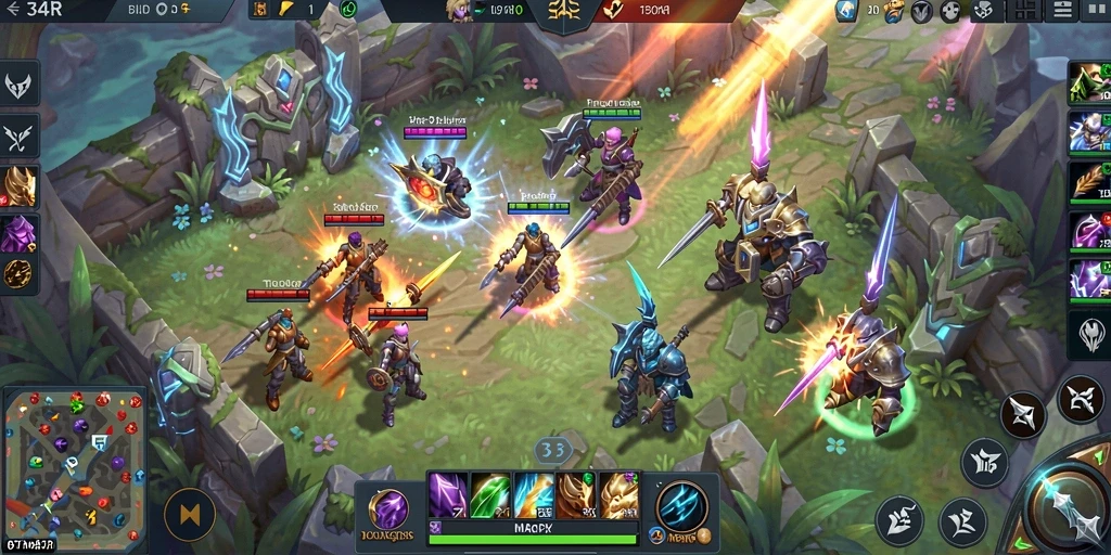 Gameplay seru 34R di arena MOBA yang menegangkan.