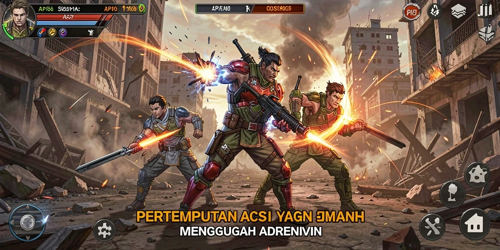Tangkapan layar dari gameplay seru API66 di tengah aksi.