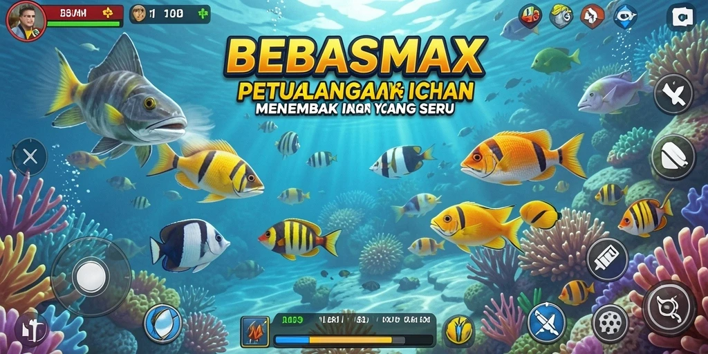 Menampilkan gameplay seru dalam menembak ikan di lautan.
