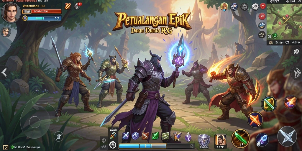 Screenshot gameplay GT777 menampilkan karakter dalam pertarungan epik di dunia RPG.