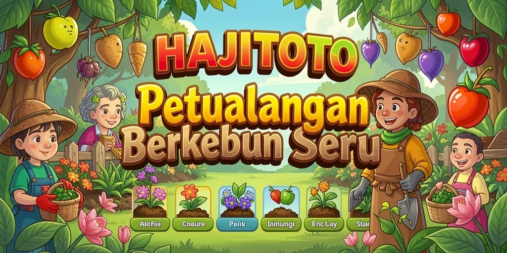 Screenshot gameplay HAJITOTO menampilkan lahan pertanian yang subur dan aktivitas panen yang menarik.