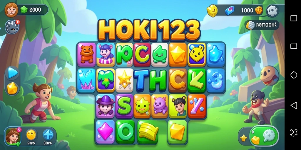 Screenshot HOKI123 menampilkan permainan Match-3 yang menyenangkan dan penuh warna.
