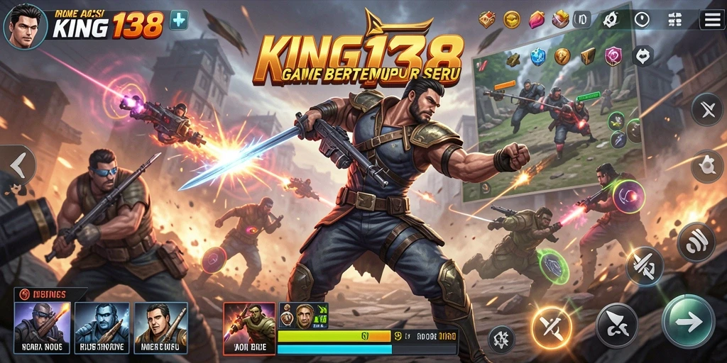 Tampilan gameplay KING138 yang mendebarkan dengan aksi tembak-menembak intens.