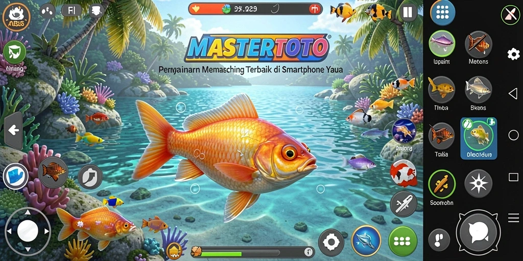 Screenshot gameplay MASTERTOTO menunjukkan keseruan memancing yang menegangkan.