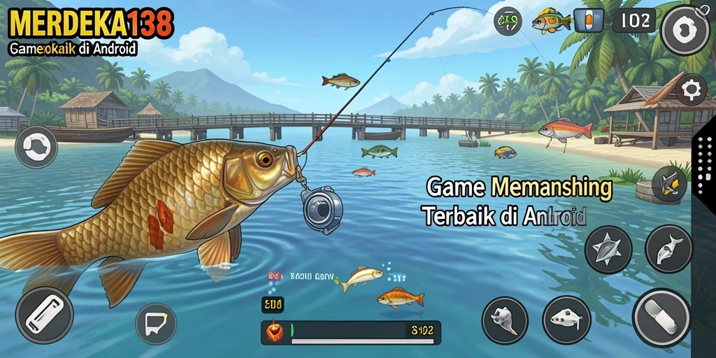 Tampilan gameplay <strong>MERDEKA138</strong> yang menampilkan pengalaman memancing yang menegangkan.