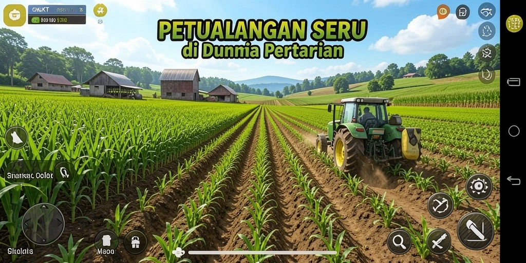 Tampilan gameplay OKJKT dengan suasana bertani yang indah.