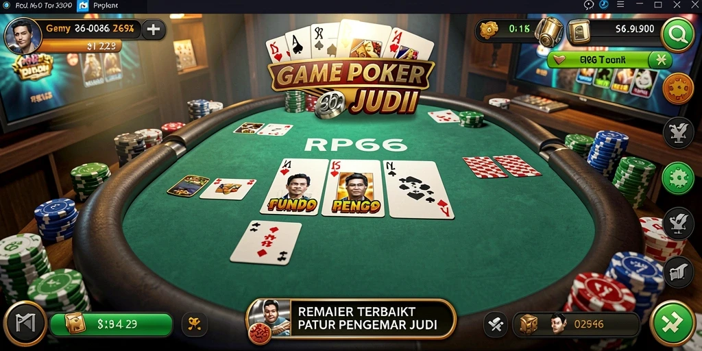 Ilustrasi gameplay interaktif RP66 dengan pemain menikmati permainan poker.