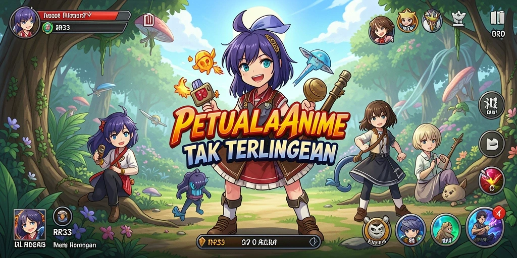 Tampilan gameplay RR33 yang menampilkan aksi karakter Anime.