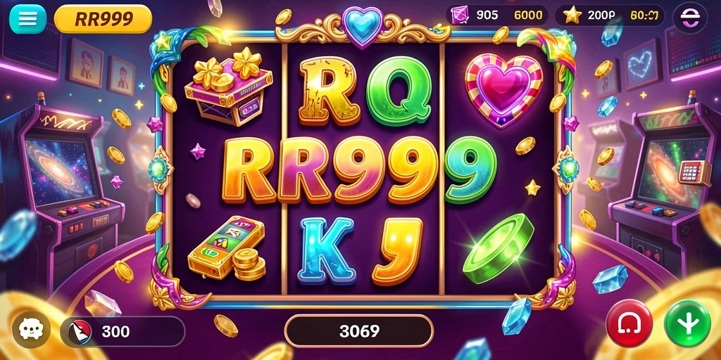 Tampilan gameplay menarik dari slot RR999 yang penuh warna.